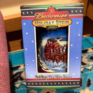Budweiser Holiday Stein 2002 - Red and Blue Design